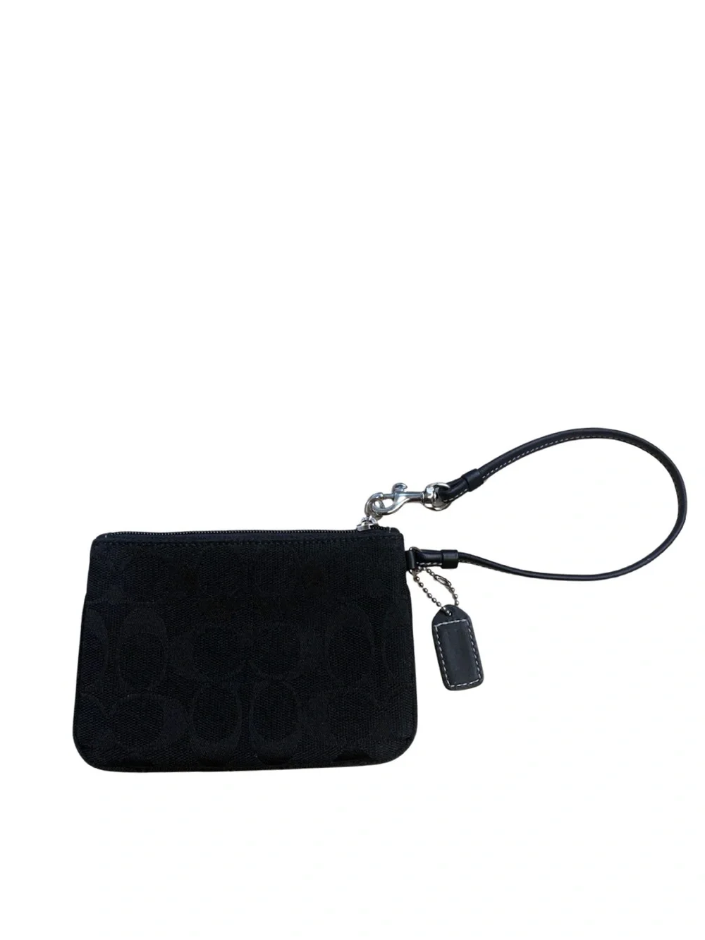 COACH Small Black Signature Canvas Wristlet Wallet Bag Minimal Preppy Classic - Picture 6 of 9